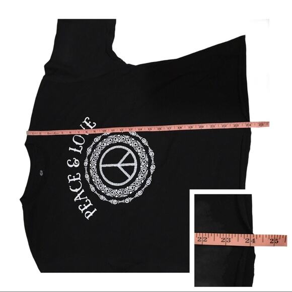 NWT Stunner California Peace & Love Cropped Tee - Black - XL - Picture 4 of 7